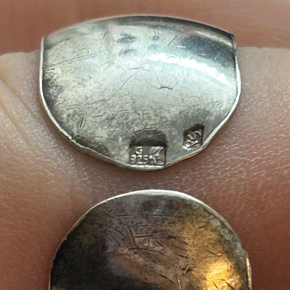 Vintage Stamped Signed Sterling Silver Wide Cuff Adjustable Ring - Picture 2 of 13